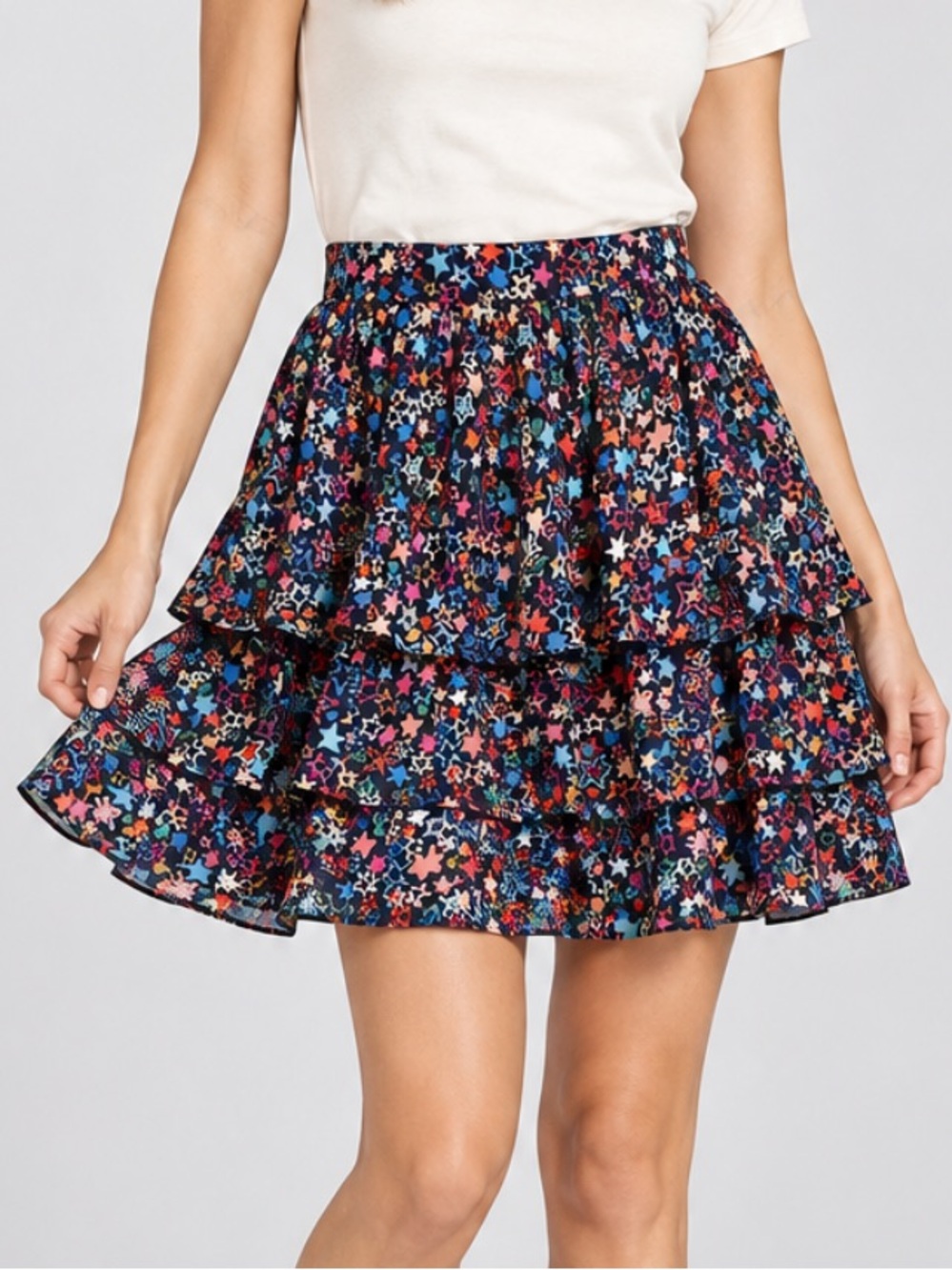 J. Crew Kaleidoscope Star Print Tiered Skirt